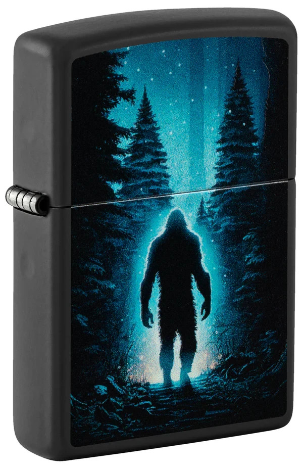 Zippo 46819,  Sasquatch Glow in Black Light Design, Black Matte Lighter