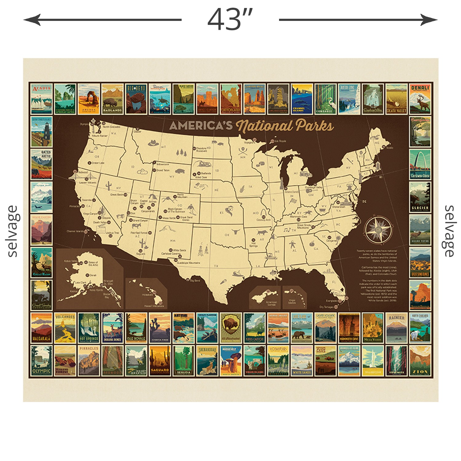 National Parks USA Map Panel (2020) | National Parks | Riley Blake