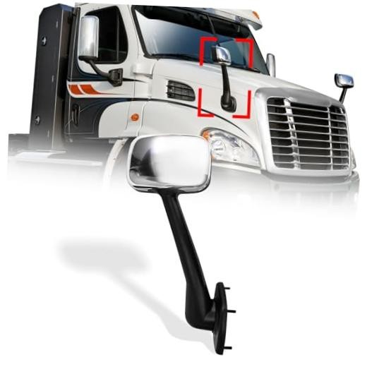 Chrome Hood Mirror for Freightliner Cascadia 2008-2017, Passenger Right Side