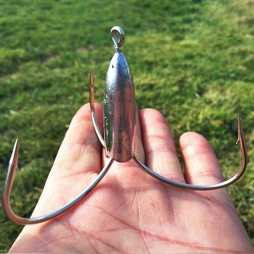 2 Pcs/Pack- 16/0 WEIGHTED TREBLE HOOKS FOR SNAGGING GATOR, CARP, CATFISH 2 HOOKS