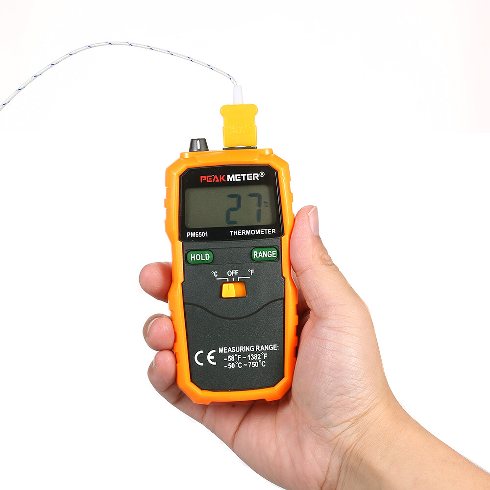 PEAKMETER PM6501 LCD Display K Type Temperature Meter Thermocouple W/Data E1N9