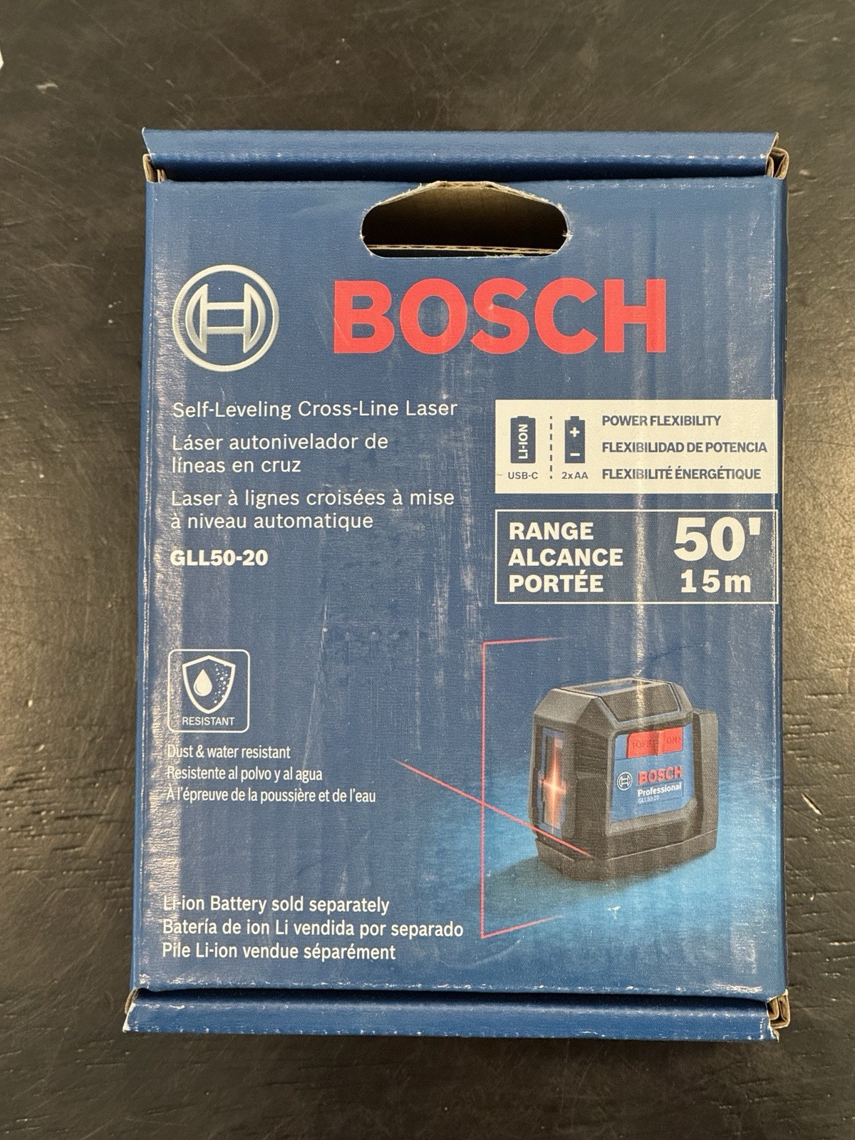 Bosch GLL100-40G Cross-Line Self Leveling Laser Level - Blue