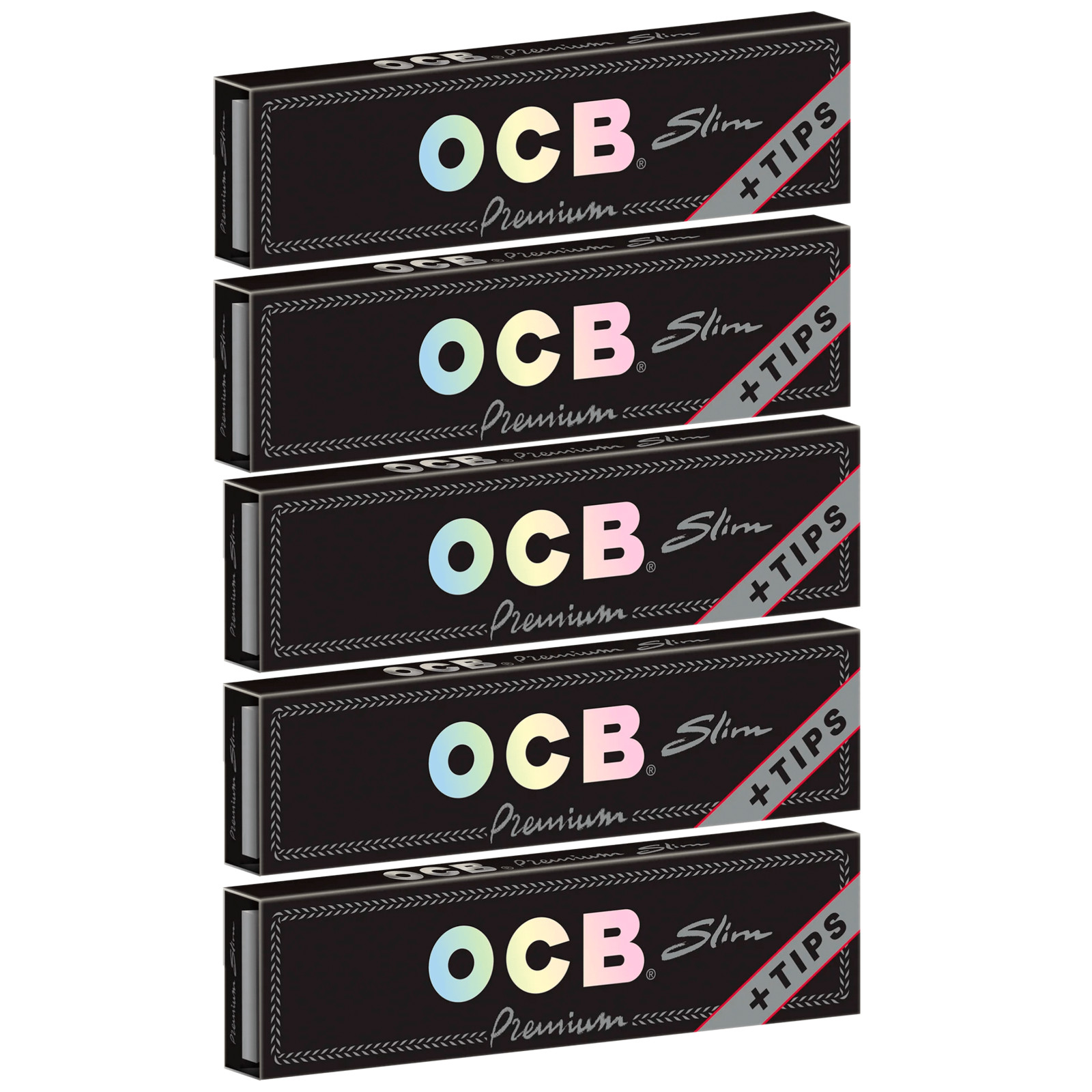 OCB Premium King Slim Rolling Papers + Tips (5 Booklets)