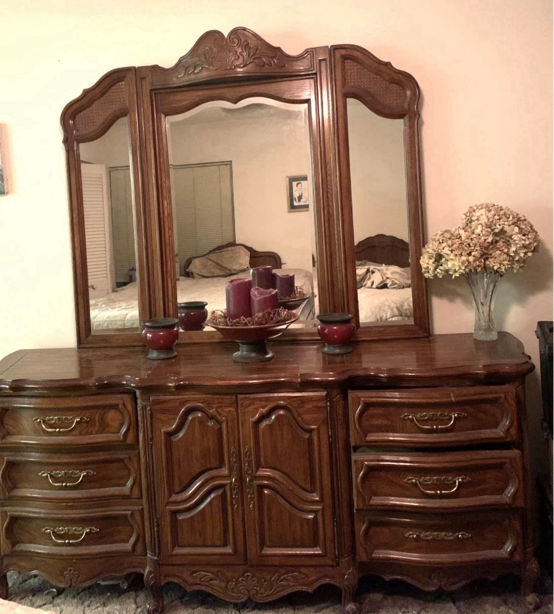 Bedroom Set ~ French Provincial Wood - Options - 3 Pieces $600 - 5 Pieces $1500