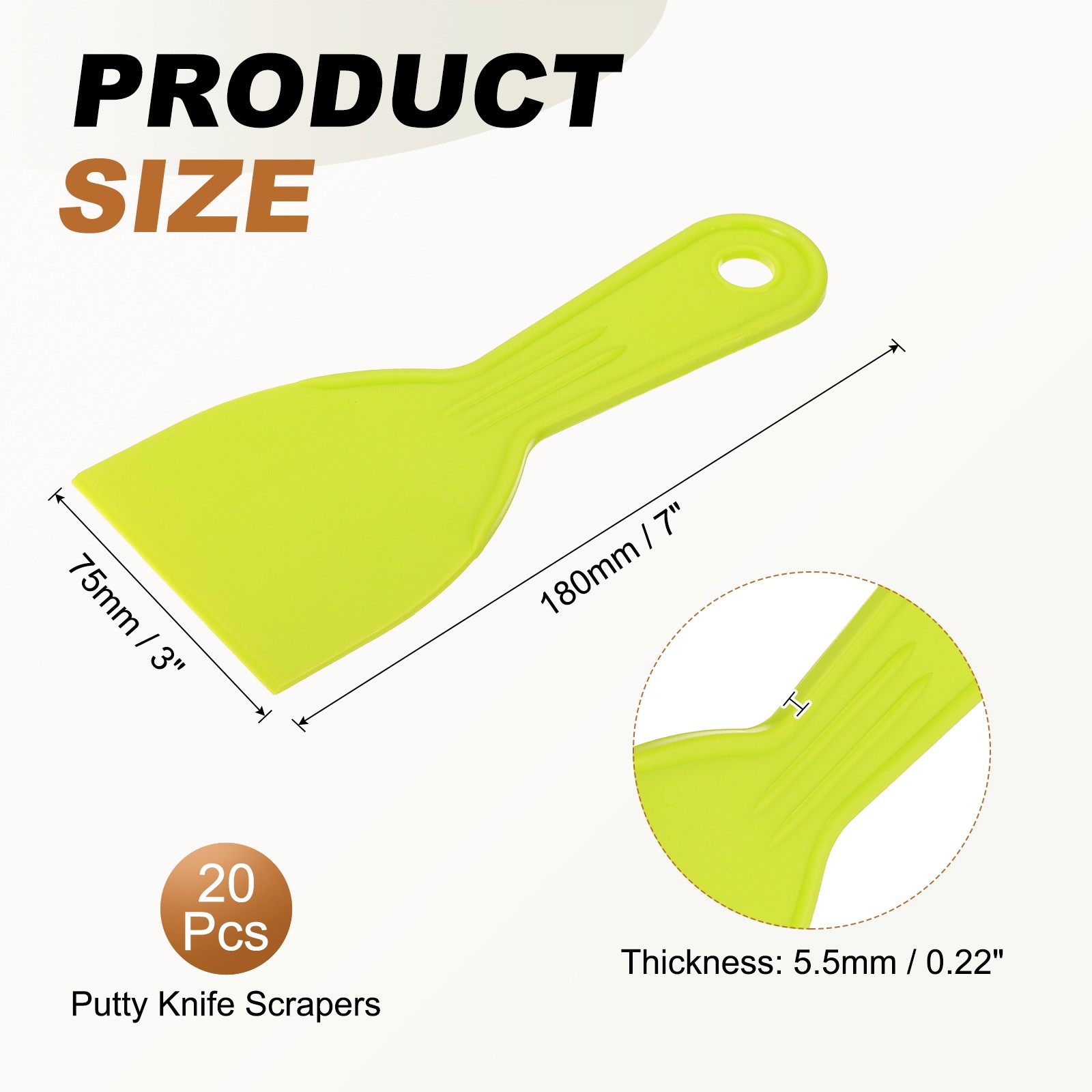 20pcs Putty Knife 3" Width Flexible Plastic Putty Knife Paint Scraper Yellow
