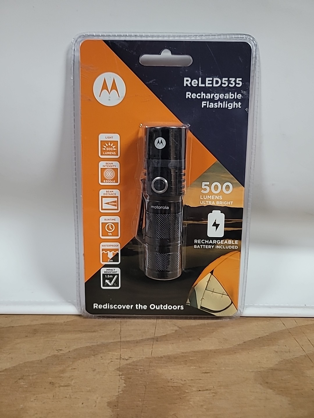 Motorola MR535 Rechargeable Waterproof Flashlight, Brand New