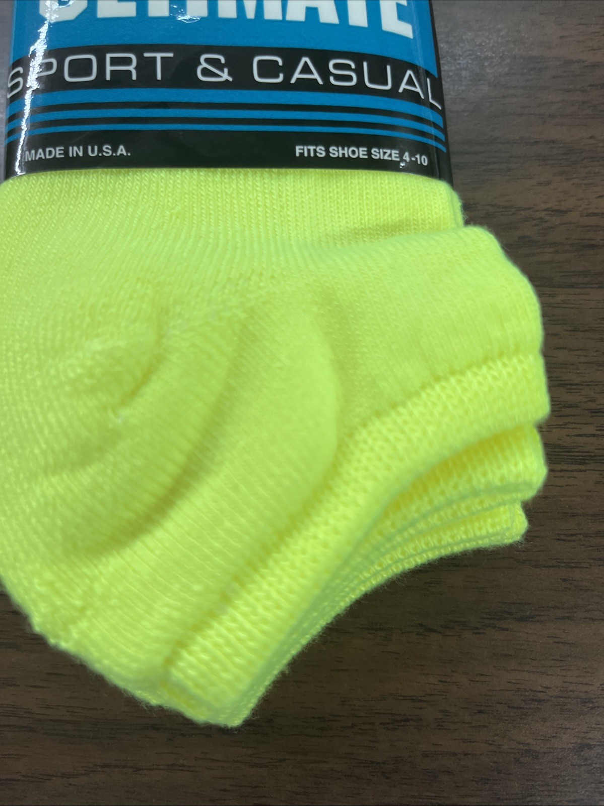 Ladies Neon Yellow Low Cut Socks - 3Pk - size 9-11 Made in USA