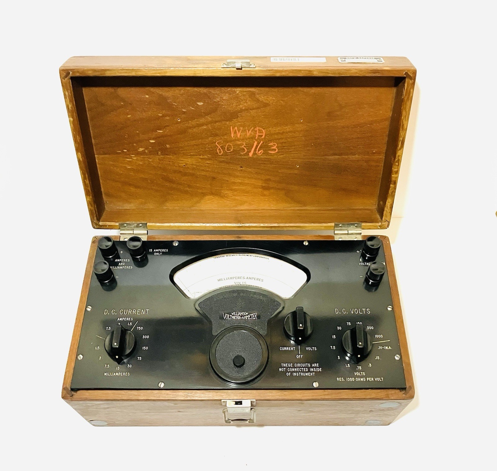 Vintage 1957 Sensitive Research Instrument Corp. Voltmeter-Ammeter Model WVA