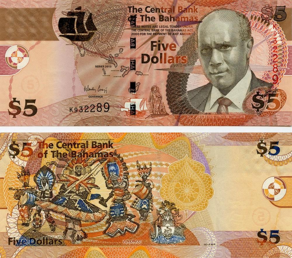 Bahamas 5 Dollars 2013 UNC (P72A)