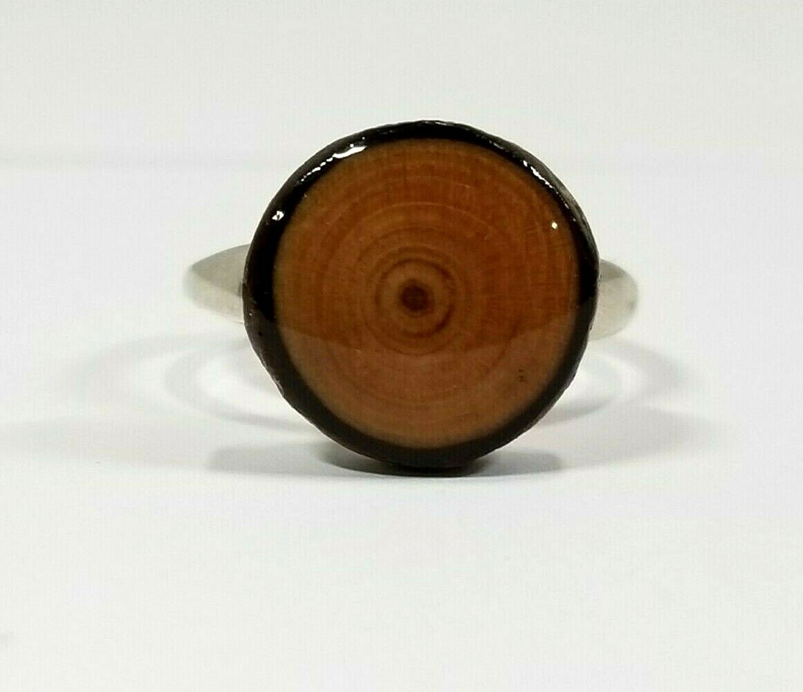 My Piece of Wood Natural wood ring in sterling silver adjustable size