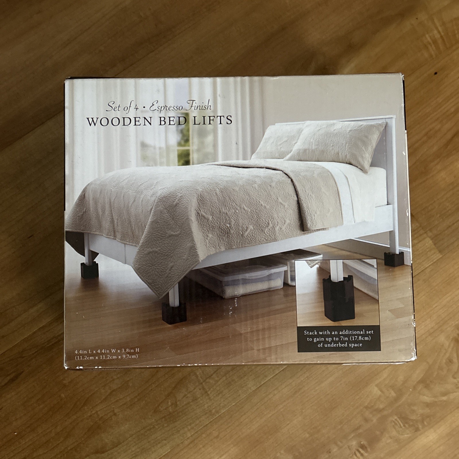 Espresso Wooden Bed Post Lifts Brown Lot of 4 New In Box