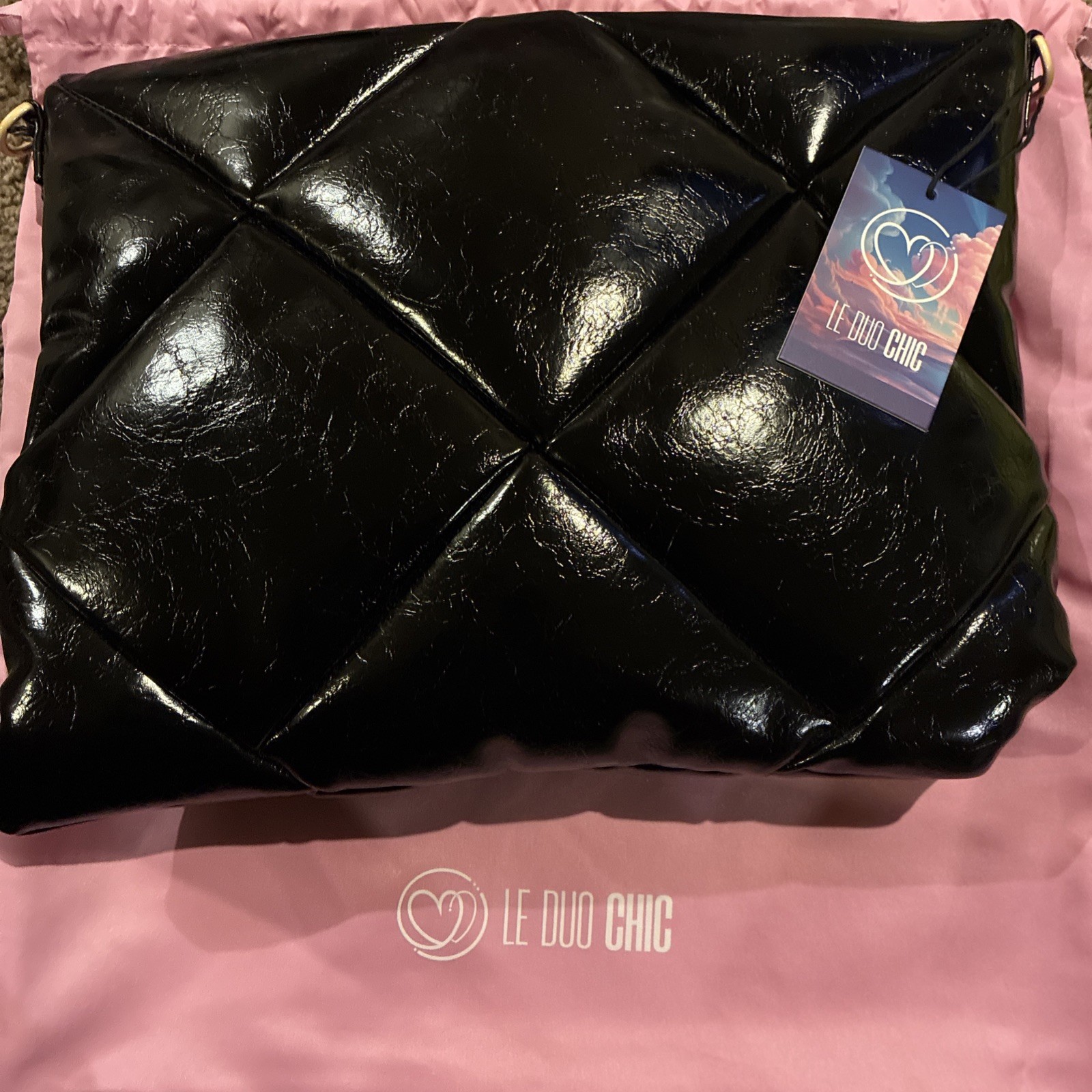 Le Duo Chic PlushLuxe 14 Inch Laptop Sleeve/clutch Black Puffy cotton padding