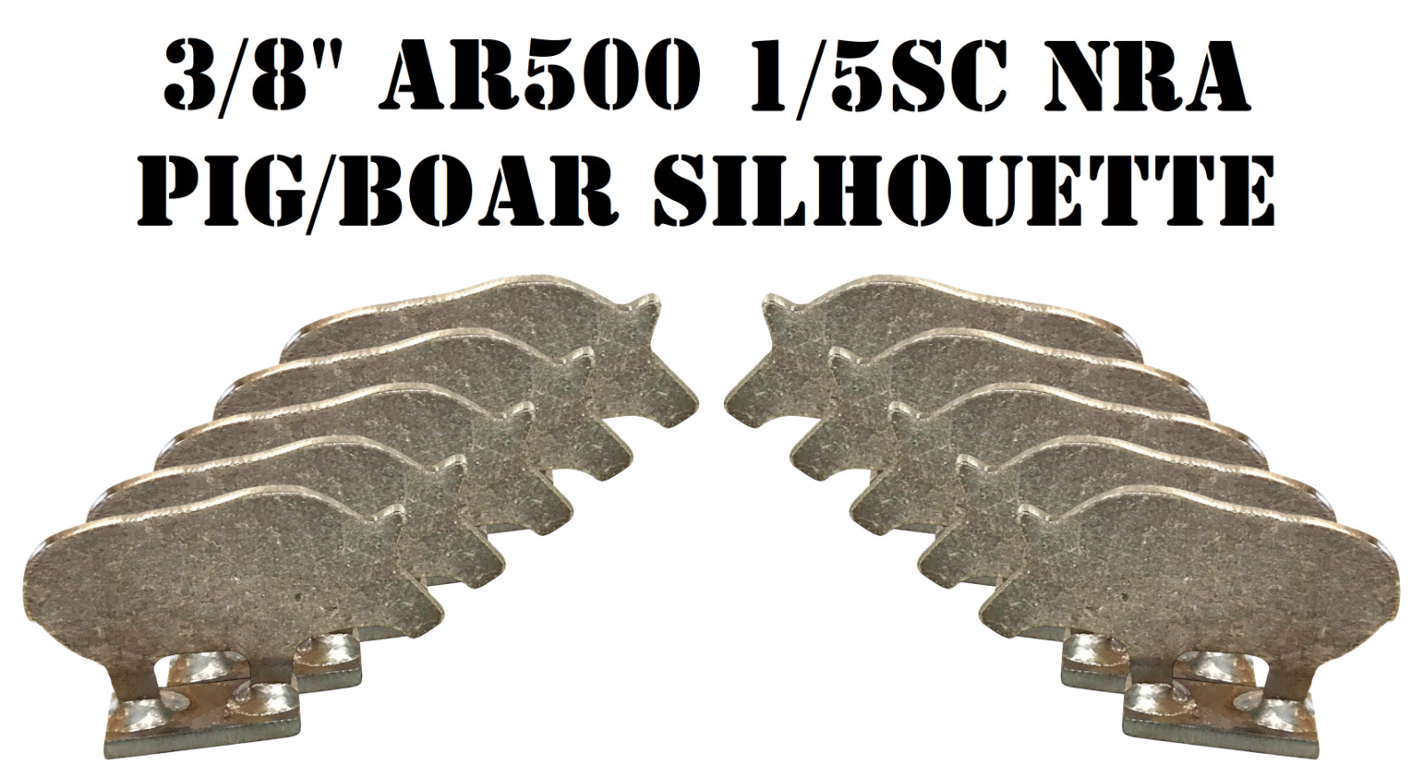 3/8" AR500 1/5sc. Pig NRA/IHMSA Metallic Silhouette Targets - 10pc Knockovers