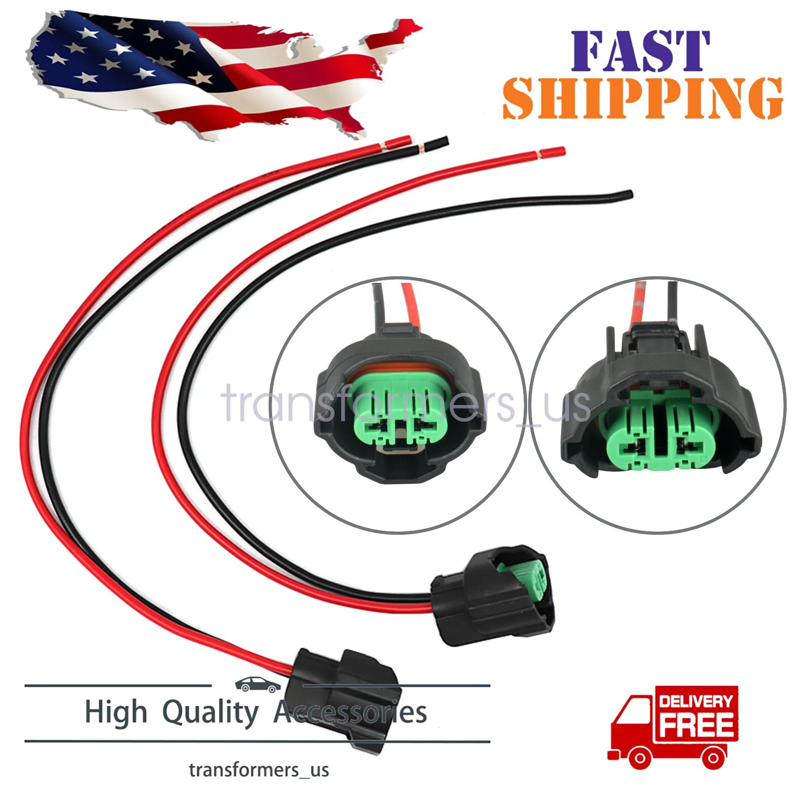 2 × For Fog Light Bulb Lamp Connector Socket Plug Wire Pigtail Female C H11