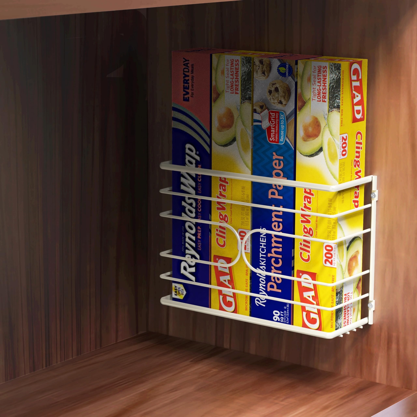 DecoBrothers Wall Mount Kitchen Wrap Organizer Rack, White