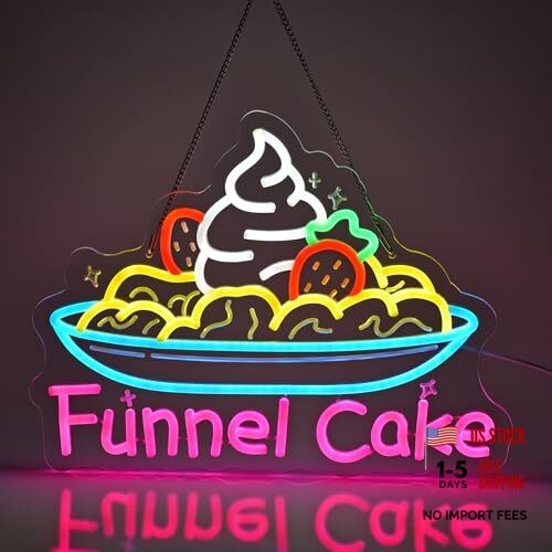 Pink Neon Sign - Funnel Cake Neon Lights - Hanging Wall Art