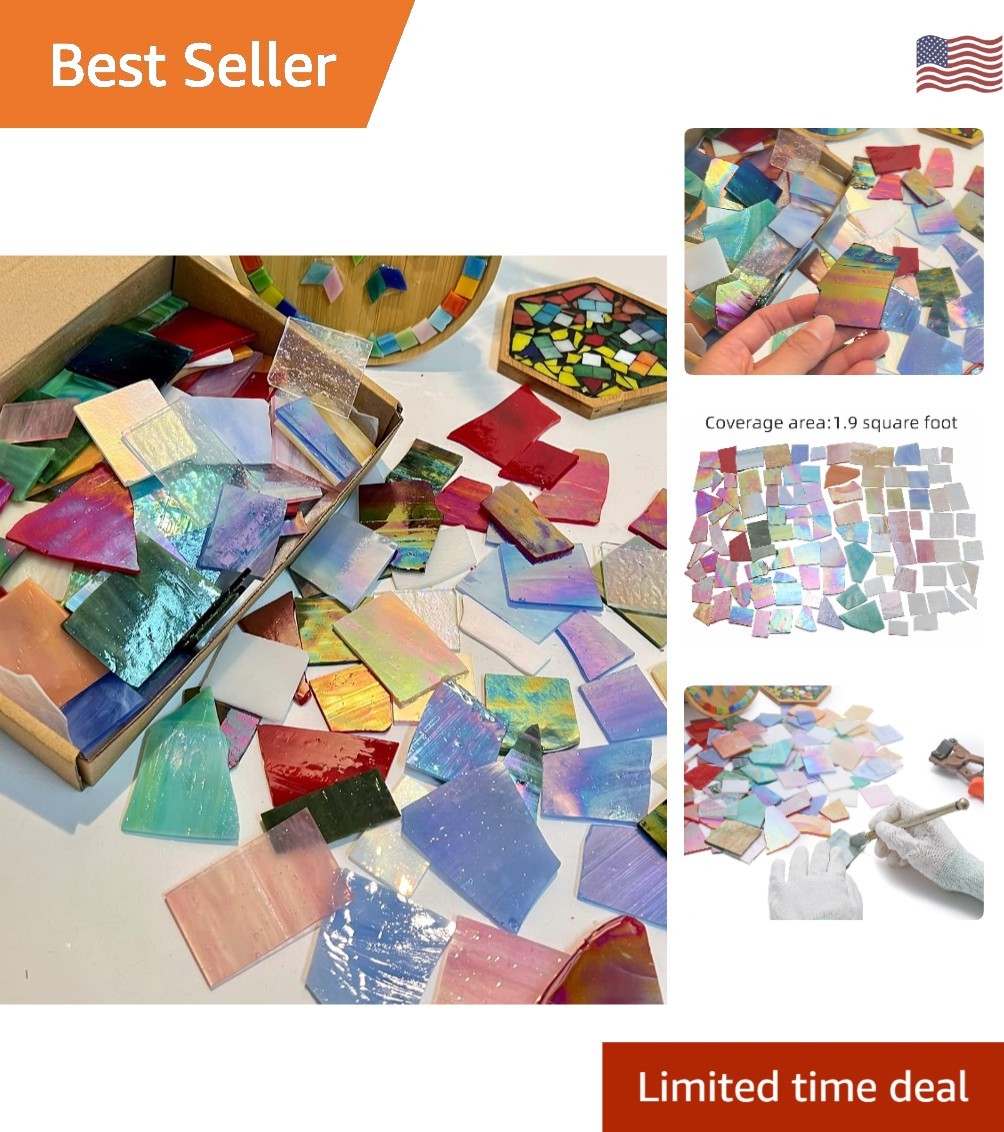 Variety Irregular Iridescent Stained Glass Tiles Pack - Perfect for DIY Decor