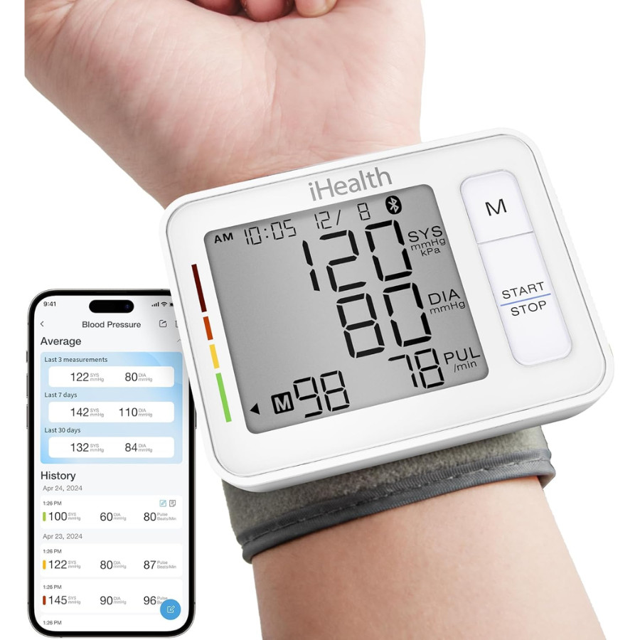 iHealth Push Wrist Blood Pressure Monitor, Digital Bluetooth Portable Travel