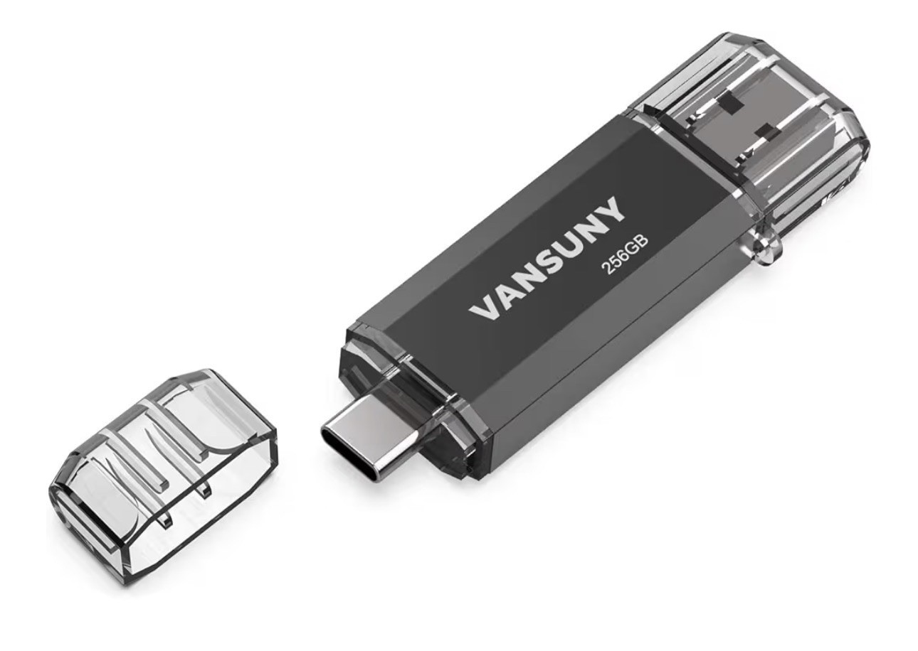 VANSUNY 256GB USB 3.0 OTG USB-C/USB Flash Drive Black for PC Mac Android