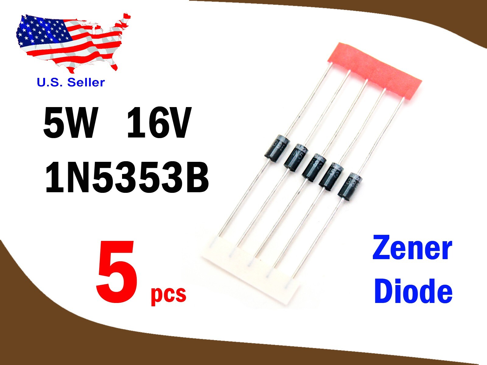 5W Zener Diode 1N5333B - 1N5382B (3.3v - 140v) DO-15 (5, 10, 20 pcs)