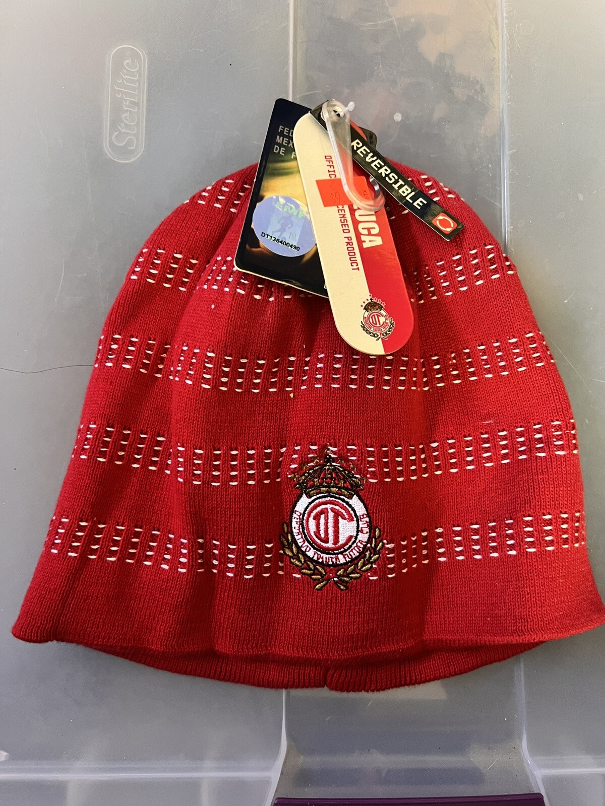 Beanies Necaxa Red White Stripes Reversible New