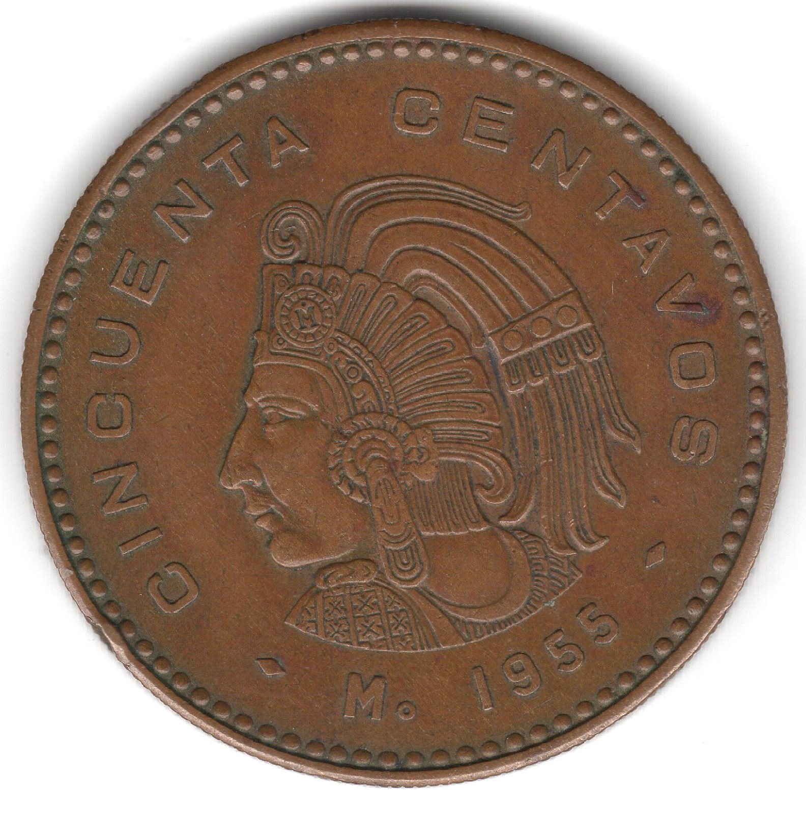 1955 M Estados Unidos Mexicanos Cincuenta Centavos large coin