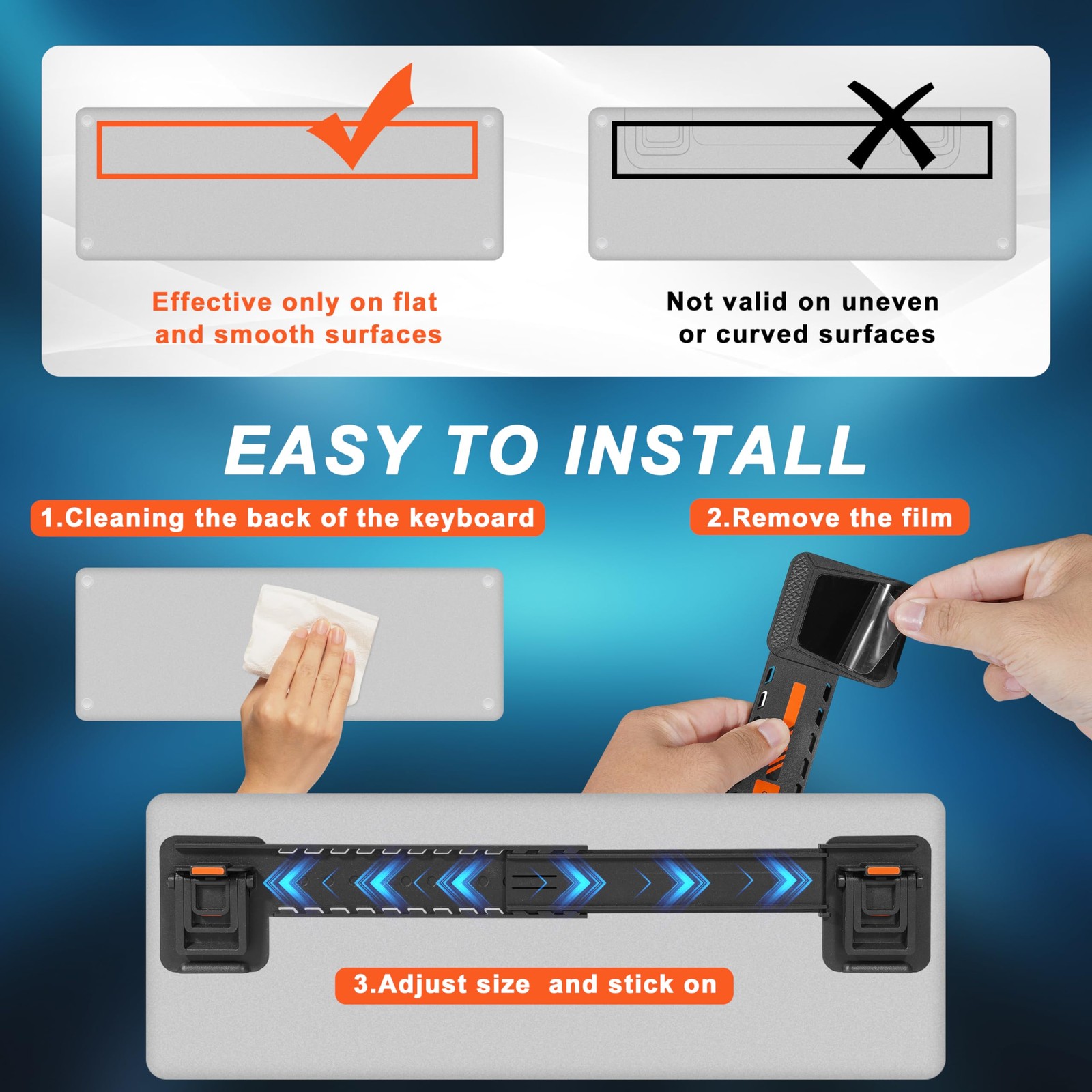 Orange Adjustable Computer Keyboard Stand Ergonomic Desktop Riser Extendable