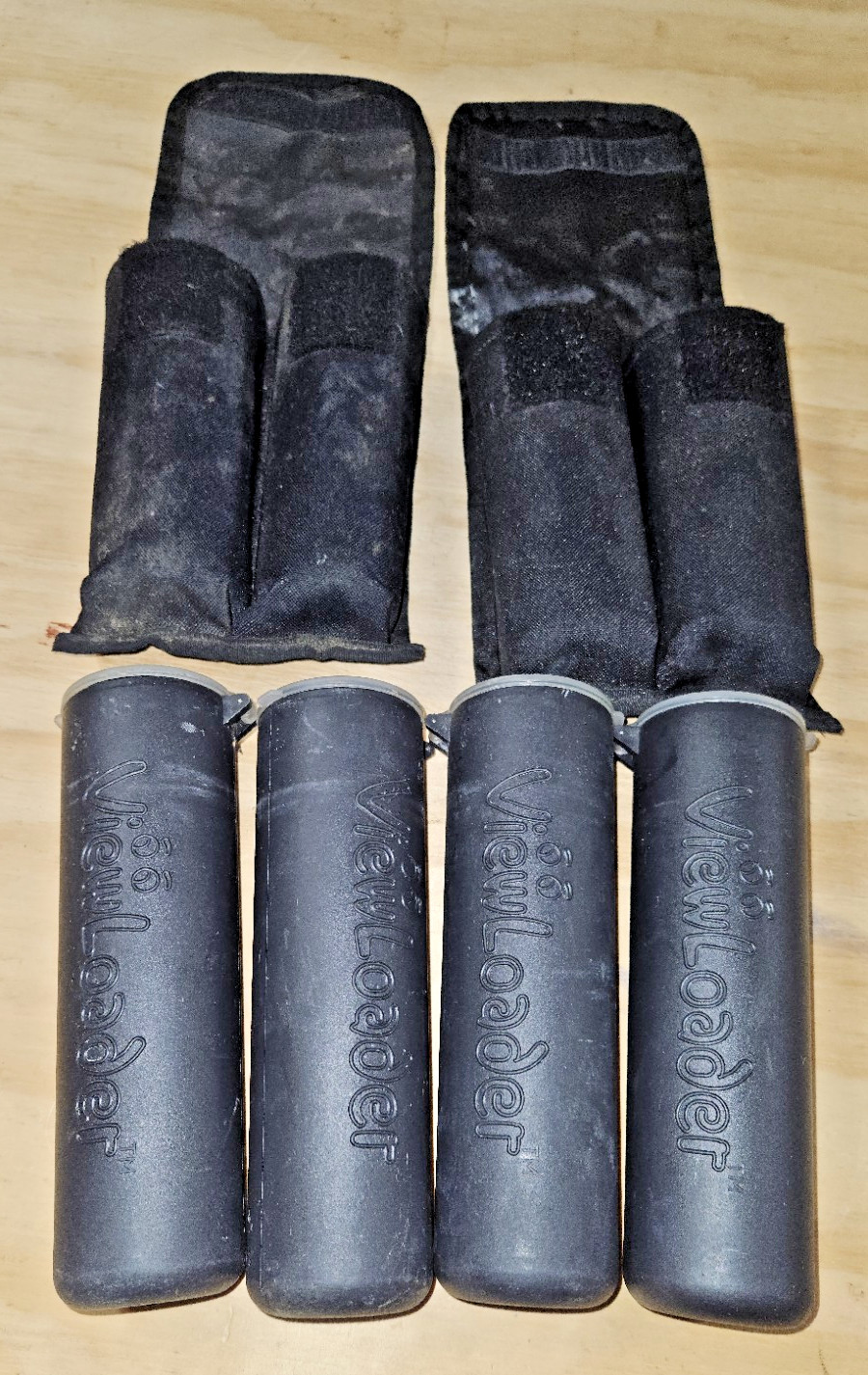 4 Viewloader Pods w 2 Brass Eagle Black Paintball Harness pod hauler pouches