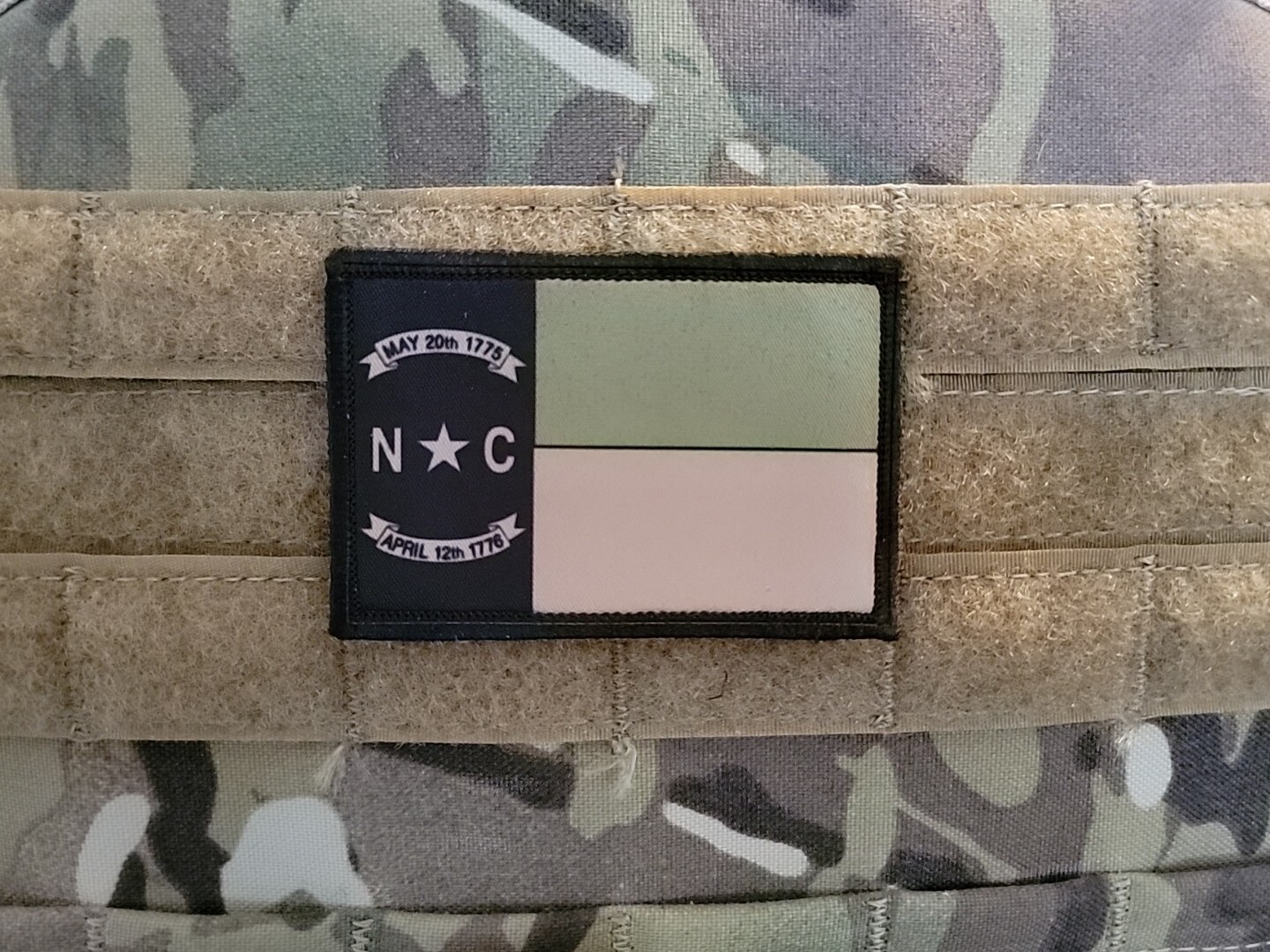 NC North Carolina Multicam Subdued Flag Military Tactical Hook Morale Patch