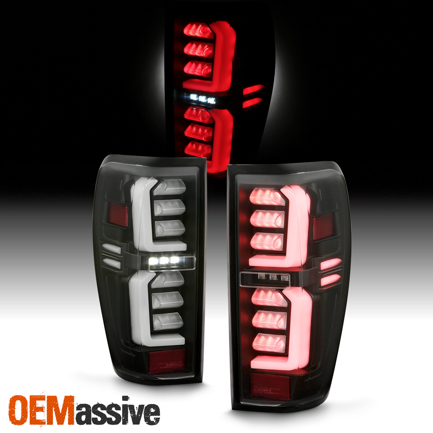 For 2019-2024 GMC Siera 1500 2500HD 3500HD [Non-LED] Tube LED Black Tail Lights
