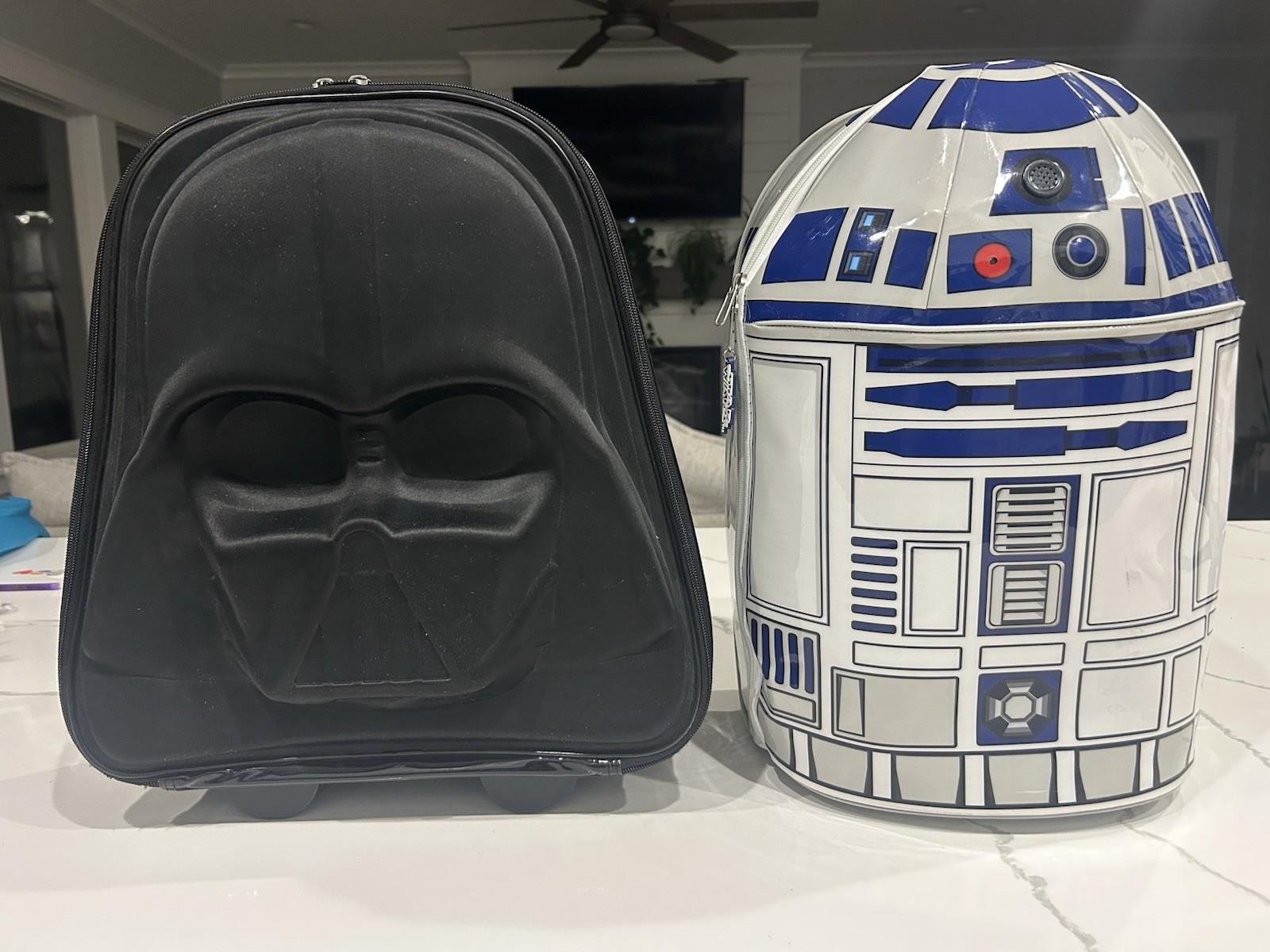 Star Wars Rolling Luggage Set - R2-D2 & Darth Vader Kids Suitcases Lights/Sounds