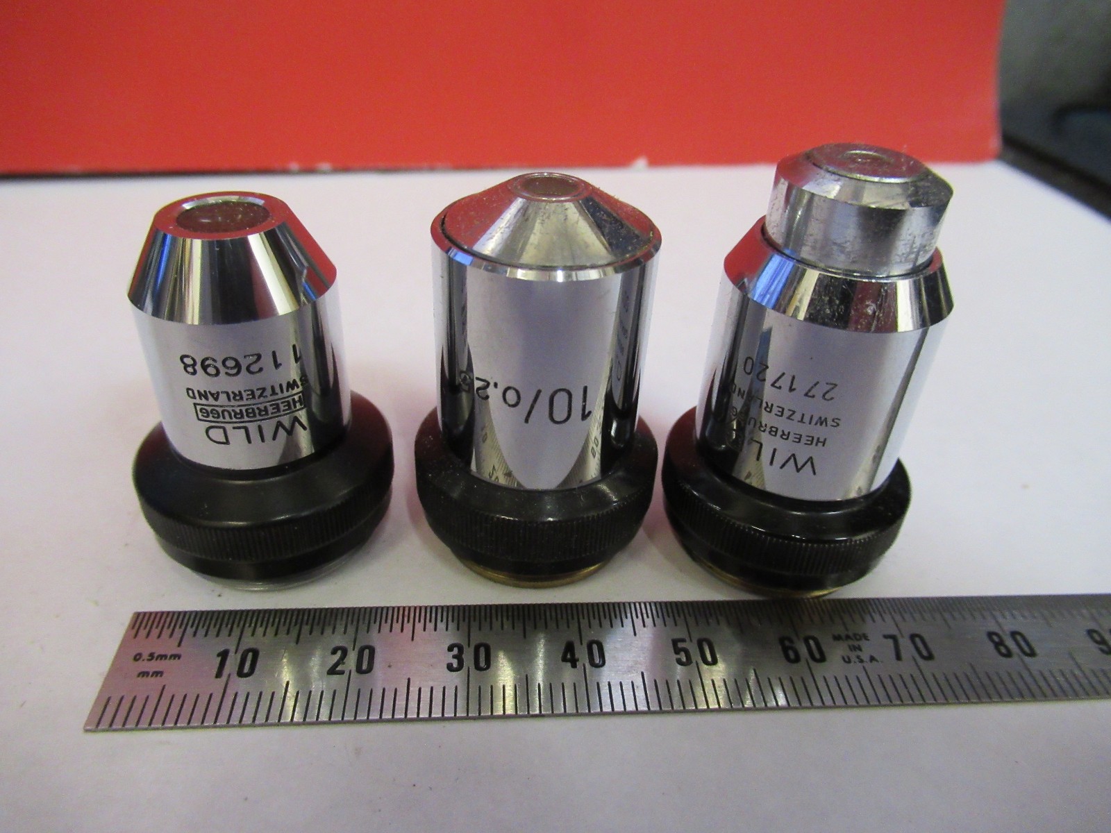 LOT OBJECTIVES WILD HEERBRUGG SWISS OPTICS MICROSCOPE PART AS PICTURED P3-B-21