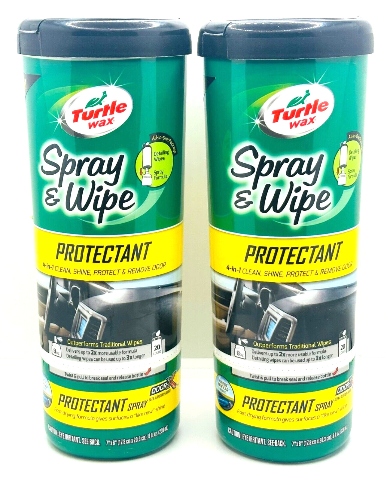 2-Pack Turtle Wax Spray & Wipe PROTECTANT Car Detailing Clean Shine Odor Removal