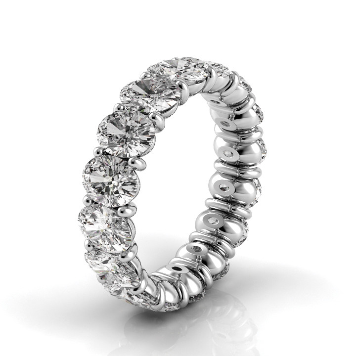 3.5ctw Oval Diamond Petite Prong Set Eternity Band 14K White Gold (G-H/VS2-SI1)