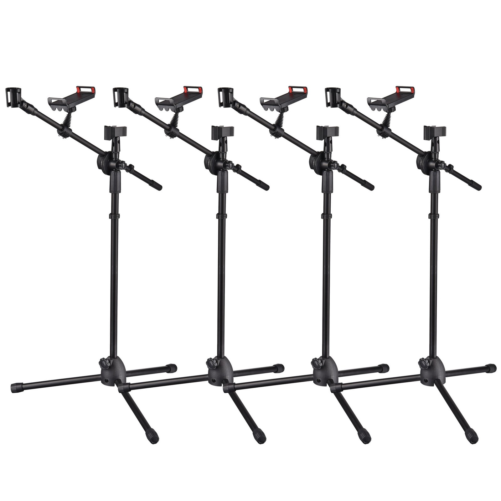 4 Packs Microphone Boom Arm Stand Dual Mic Clips Adjustable Tripod Phone Holder