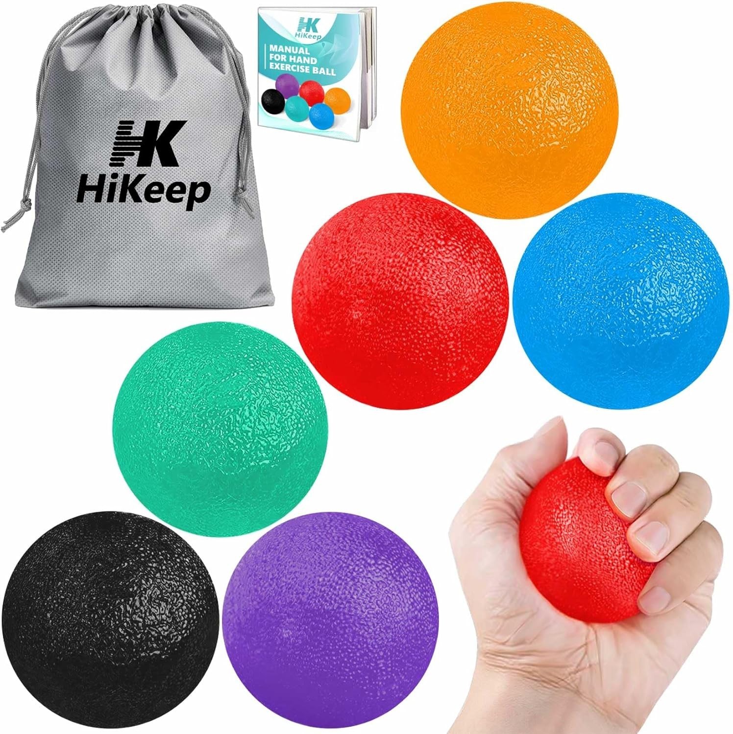 6 Pack Hand Exercise Balls, Stress Relief Ball, Physical Therapy Squeeze Balls