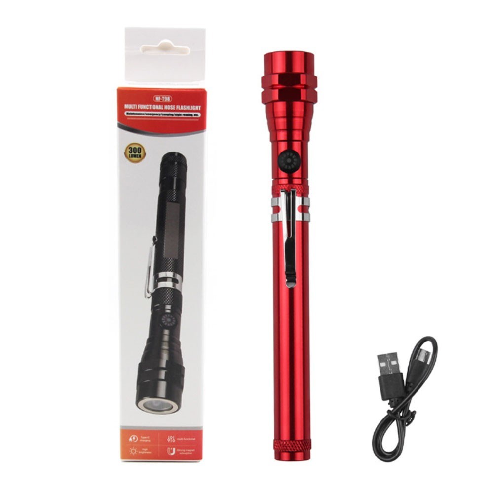 Extendable Aluminum Alloy Led Flashlight with Magnetic Head and Type C Charging