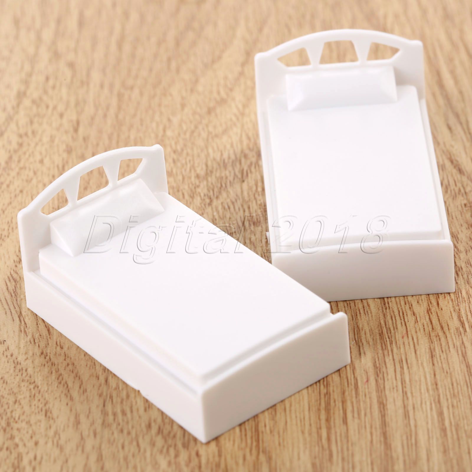 For Dolls House Furniture Model 10pcs Set Single Bed Bedroom Diorama 1:50 Scale