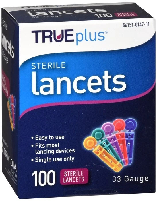 True Plus Lancets 33 Gauge 10 Boxes 1000 Lancets New in Box Exp. 2026/2027