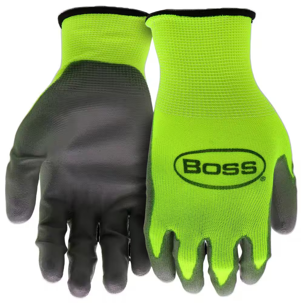 Tactile Grip Men'S Large Hi Vis Green Polyurethane Coated Anti-Slip Gloves with