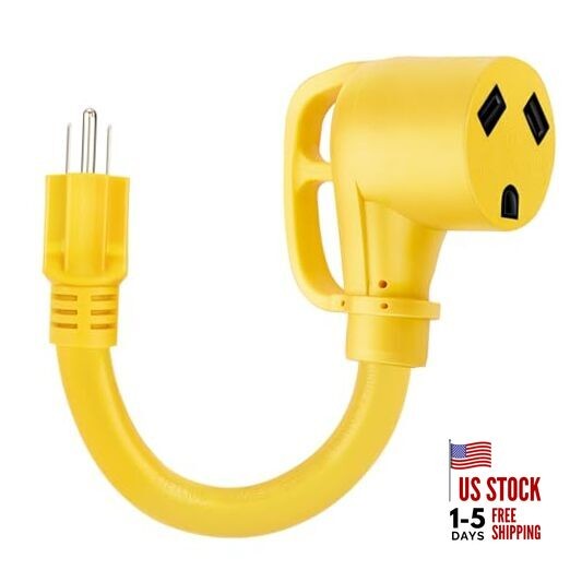 30 Amp to 110V Adapter RV Plug, 15A Male to 30A Female RV Power Adapter, NEMA