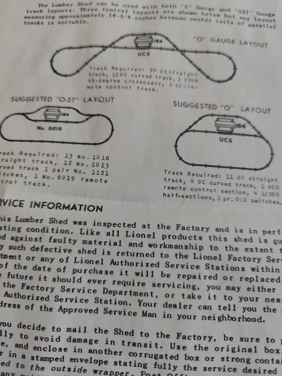 Lionel 164 Remote Control Lumber Loader Instruction Dated 7-49