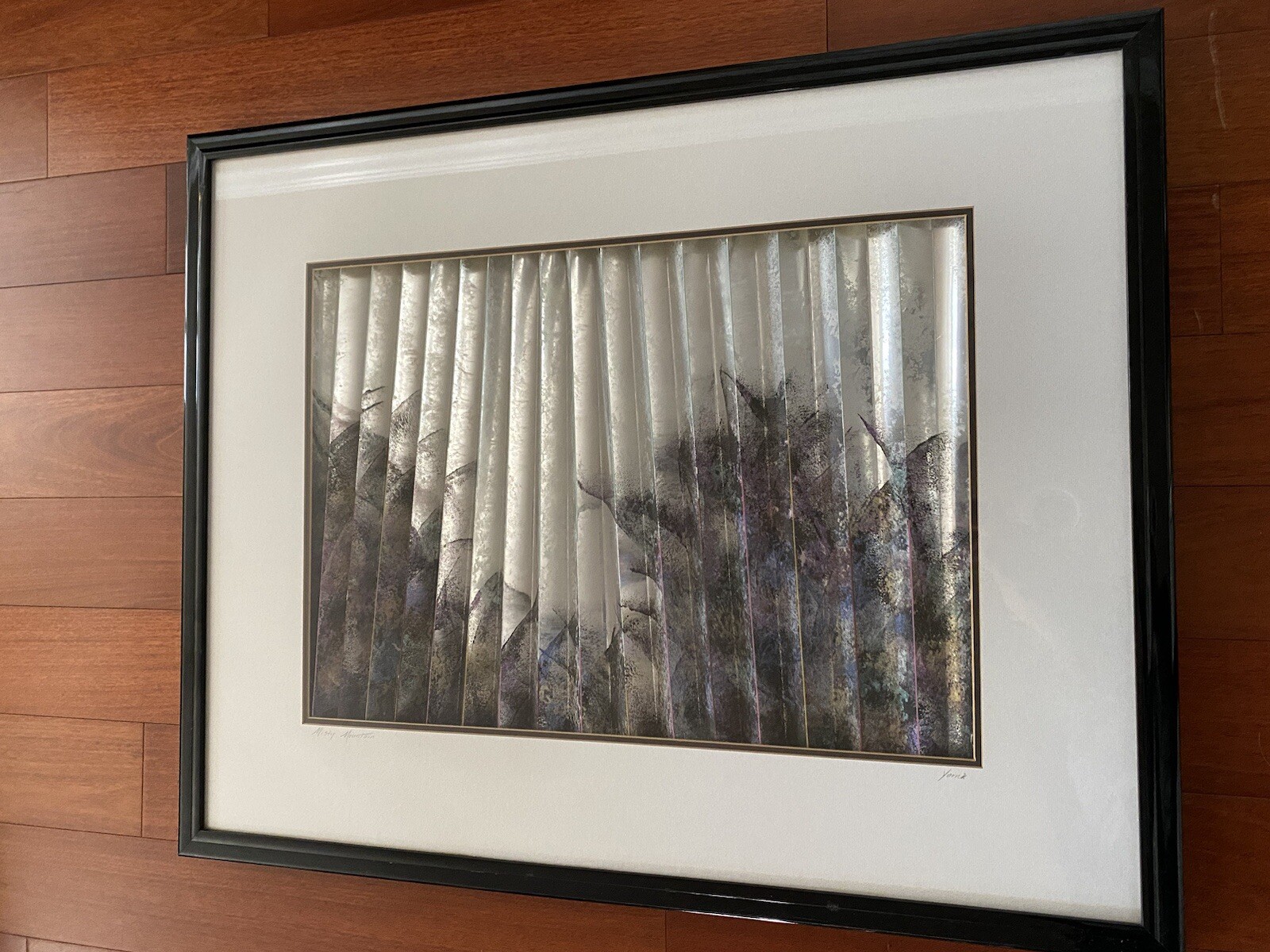 LARGE Original Unique Mixed Media “MISTY MOUNTAIN” Framed, Matted, Signed