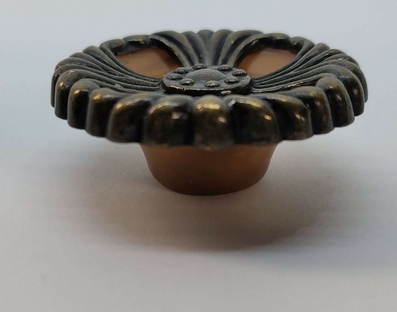 2" Round Bakelite Zinc Diecast Waterfall style knob pull mid century modern rust