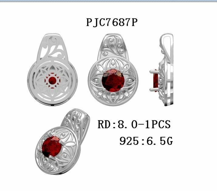 Sterling Silver Semi Mount Pendant Setting RD 8x8mm