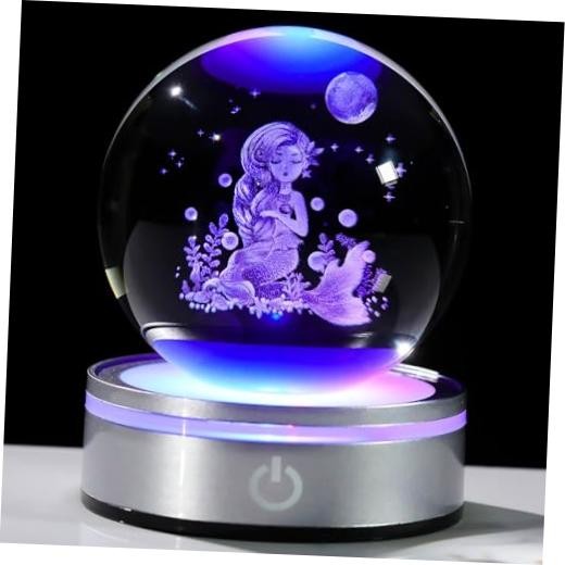 Arikyrist Crystal 3D Mermaid Figurine 3.15in Ball Gifts for Women | for