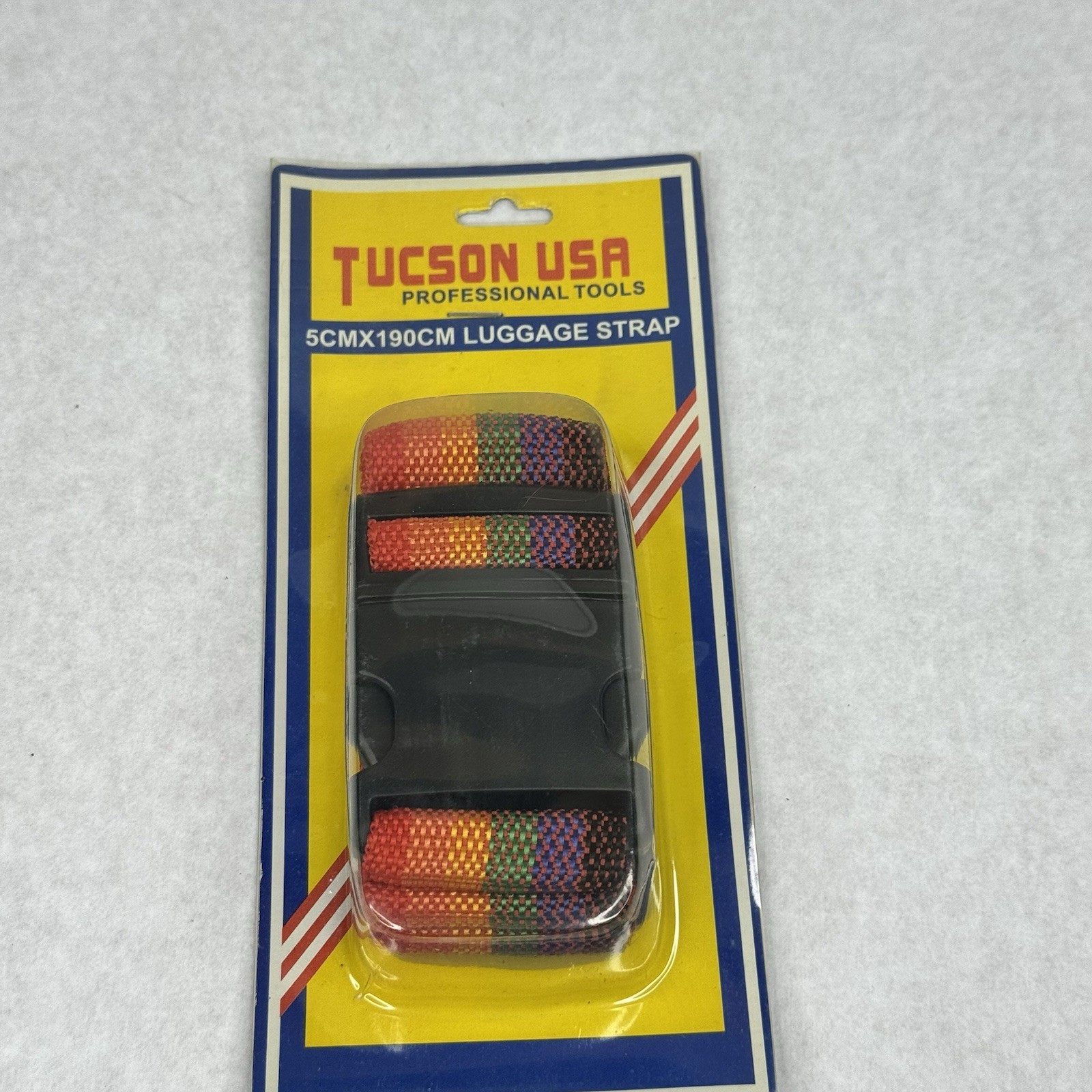 Vintage Luggage Strap Made in USA Rainbow Hippy Pride Clip Adjustable