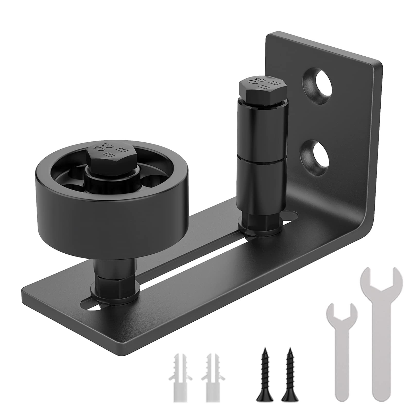 WINSOON Sliding Barn Door Floor Guide Wall Mounted Hardware for 1 Pack, Black