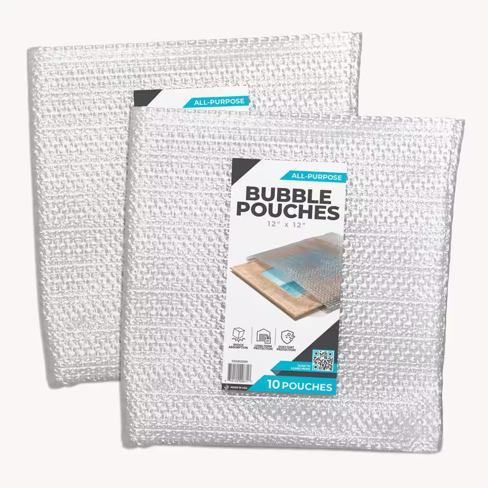 1 Ft. L X 12 In. W Clear Bubble Cushion Pouches (2-Pack, 20-Pouches)