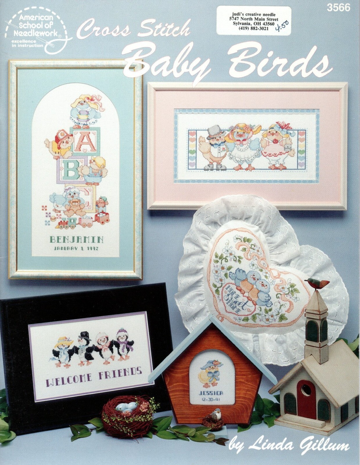 American Sch. Needlework 3566 BABY BIRDS Cross Stitch Pattern Leaflet